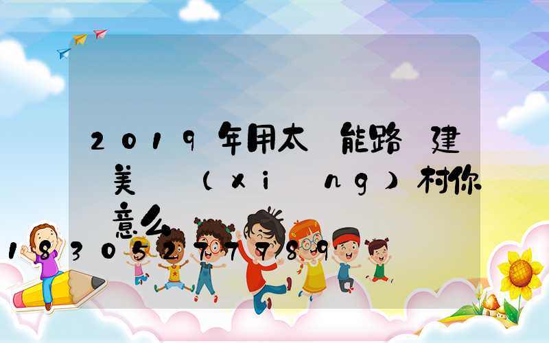 2019年用太陽能路燈建設美麗鄉(xiāng)村你滿意么