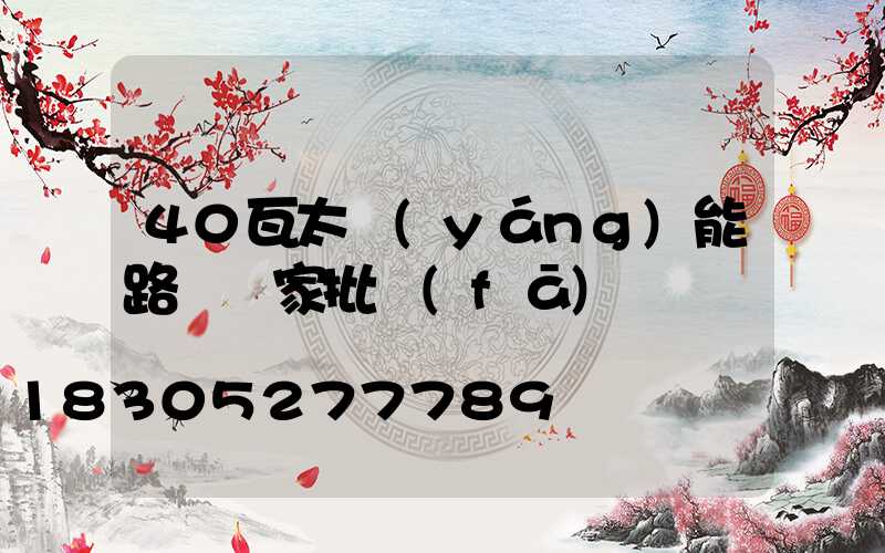 40瓦太陽(yáng)能路燈廠家批發(fā)
