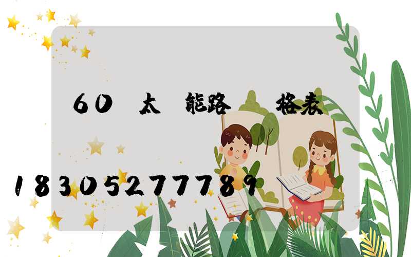 60w太陽能路燈價格表