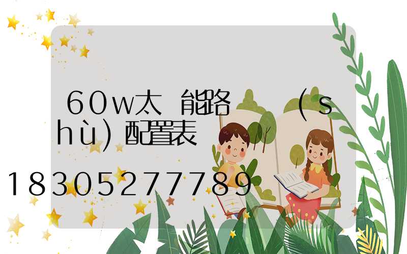 60w太陽能路燈參數(shù)配置表