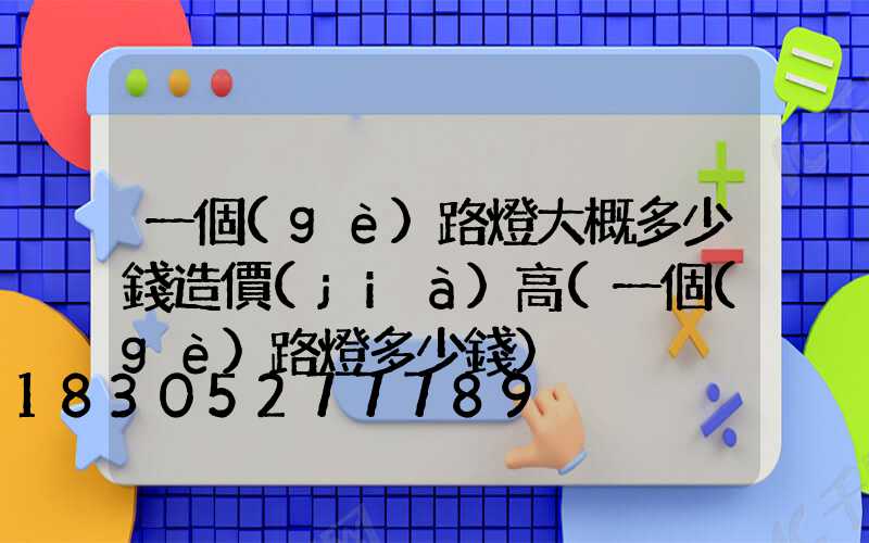 一個(gè)路燈大概多少錢造價(jià)高(一個(gè)路燈多少錢)