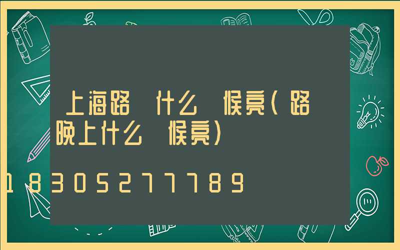 上海路燈什么時候亮(路燈晚上什么時候亮)