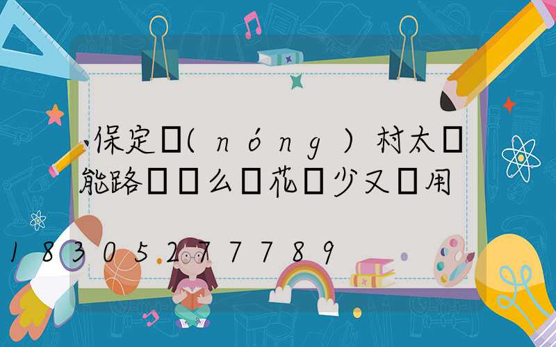 保定農(nóng)村太陽能路燈這么選花錢少又實用