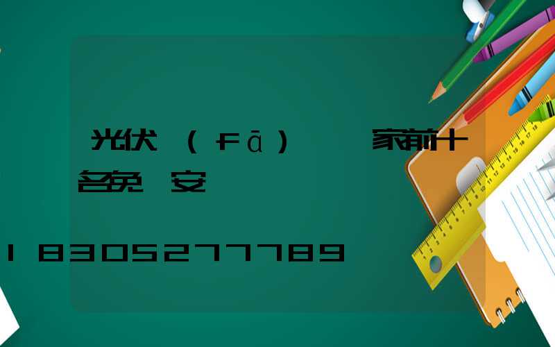 光伏發(fā)電廠家前十名免費安裝
