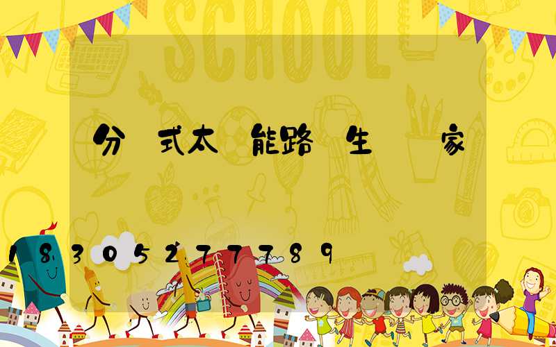 分體式太陽能路燈生產廠家