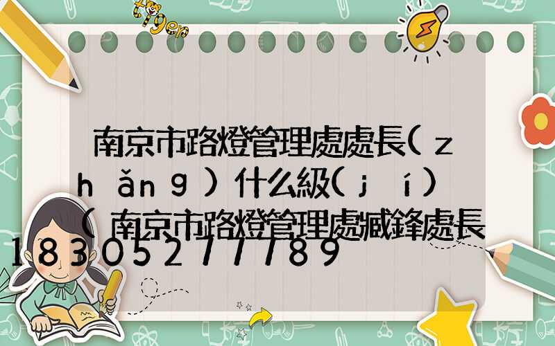 南京市路燈管理處處長(zhǎng)什么級(jí)別(南京市路燈管理處臧鋒處長(zhǎng))