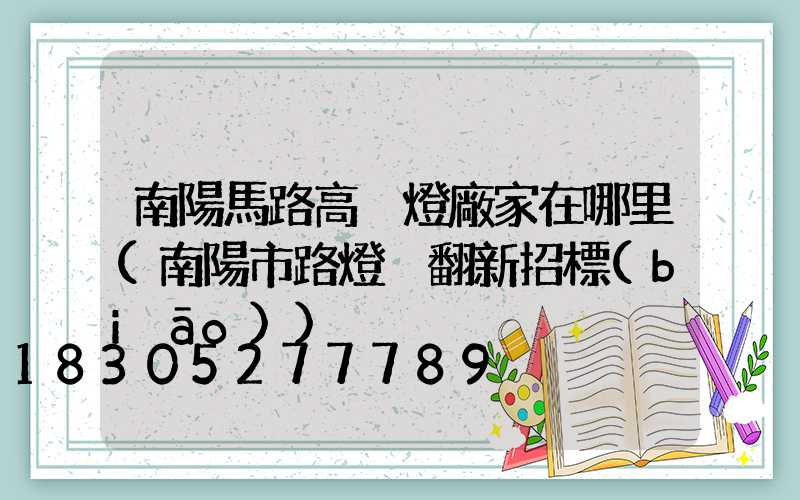 南陽馬路高桿燈廠家在哪里(南陽市路燈桿翻新招標(biāo))