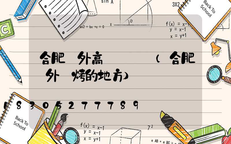 合肥戶外高桿燈報價(合肥戶外燒烤的地方)