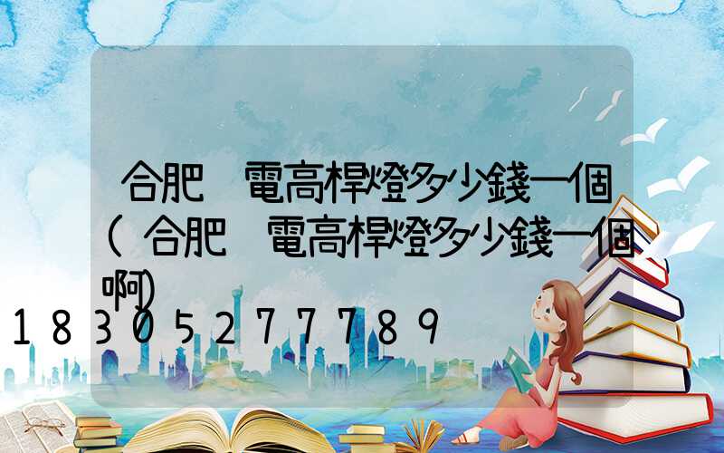 合肥鋰電高桿燈多少錢一個(合肥鋰電高桿燈多少錢一個啊)