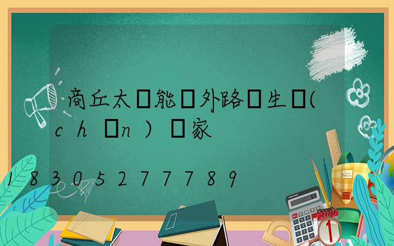 商丘太陽能戶外路燈生產(chǎn)廠家