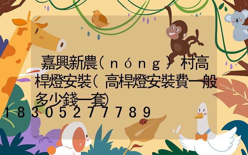嘉興新農(nóng)村高桿燈安裝(高桿燈安裝費一般多少錢一套)