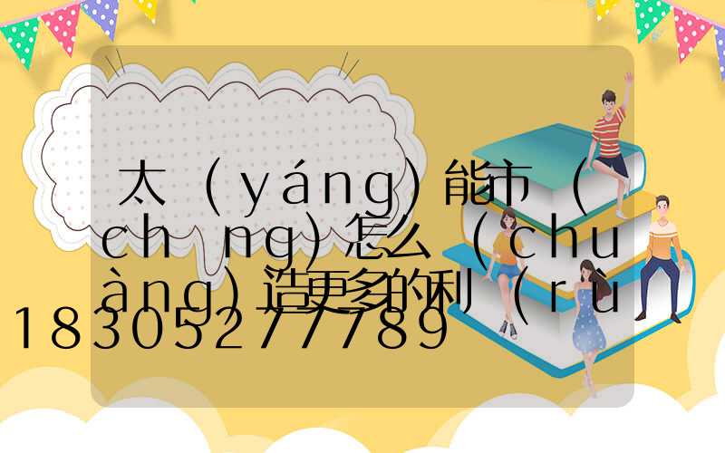 太陽(yáng)能市場(chǎng)怎么創(chuàng)造更多的利潤(rùn)