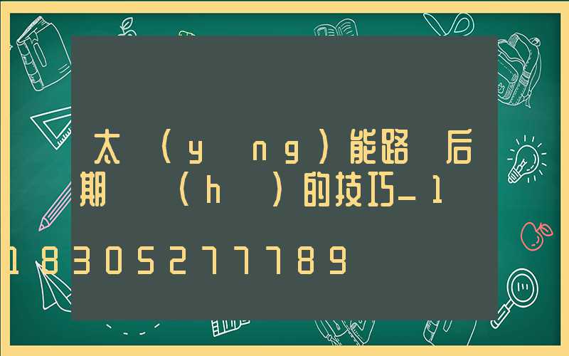 太陽(yáng)能路燈后期維護(hù)的技巧_1