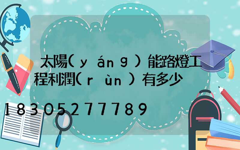 太陽(yáng)能路燈工程利潤(rùn)有多少