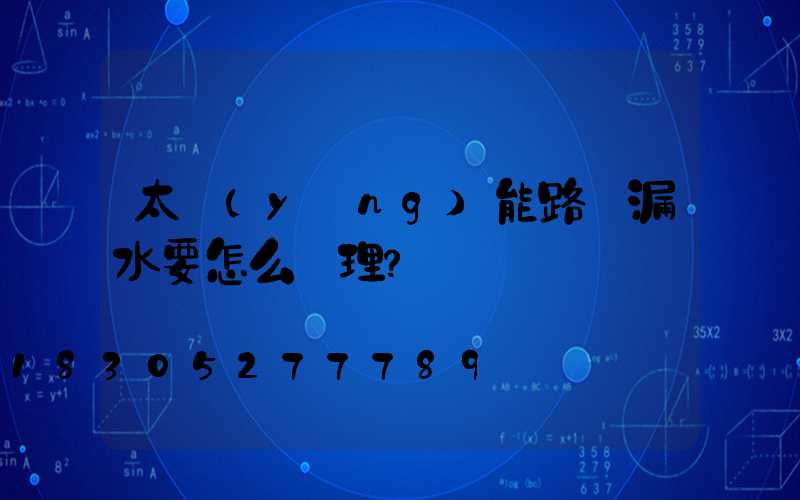 太陽(yáng)能路燈漏水要怎么處理？