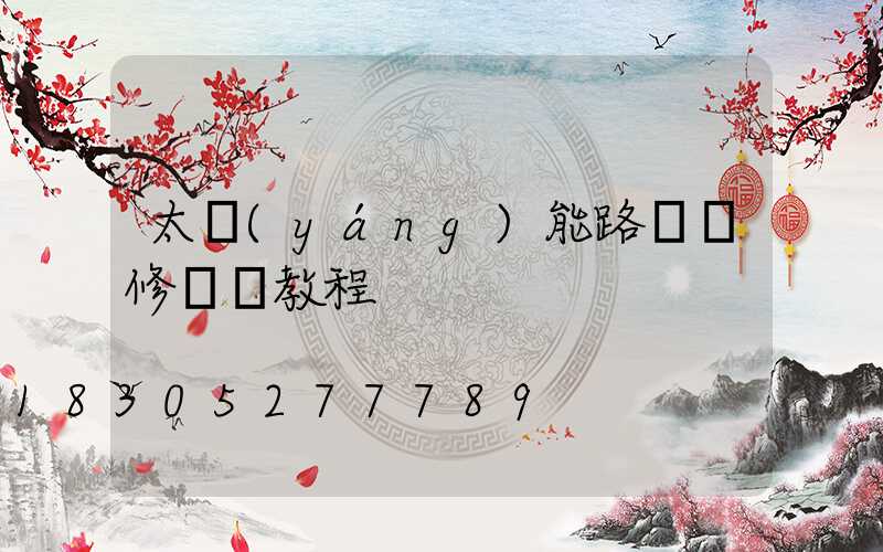 太陽(yáng)能路燈維修視頻教程