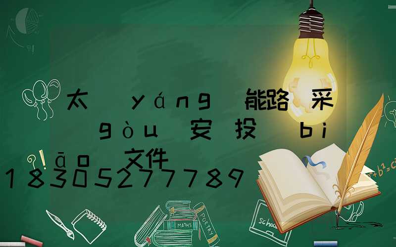 太陽(yáng)能路燈采購(gòu)安裝投標(biāo)文件