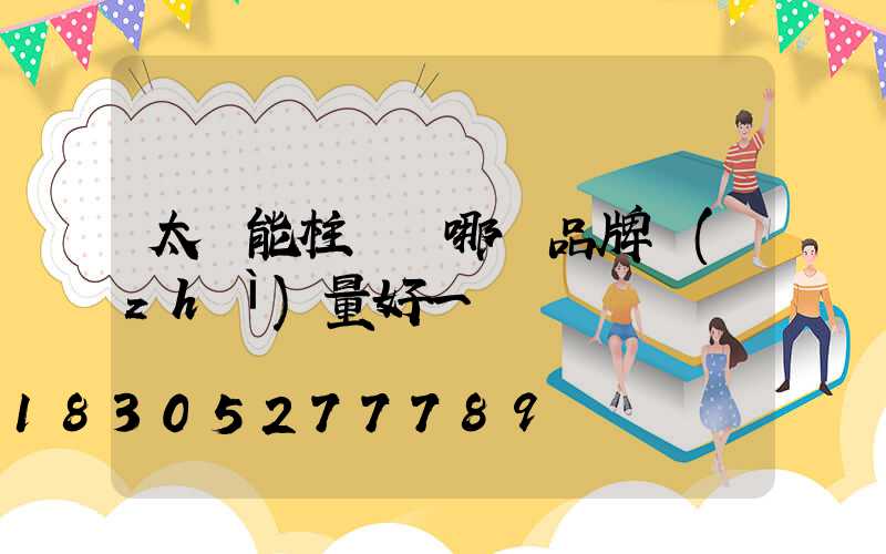 太陽能柱頭燈哪個品牌質(zhì)量好一點