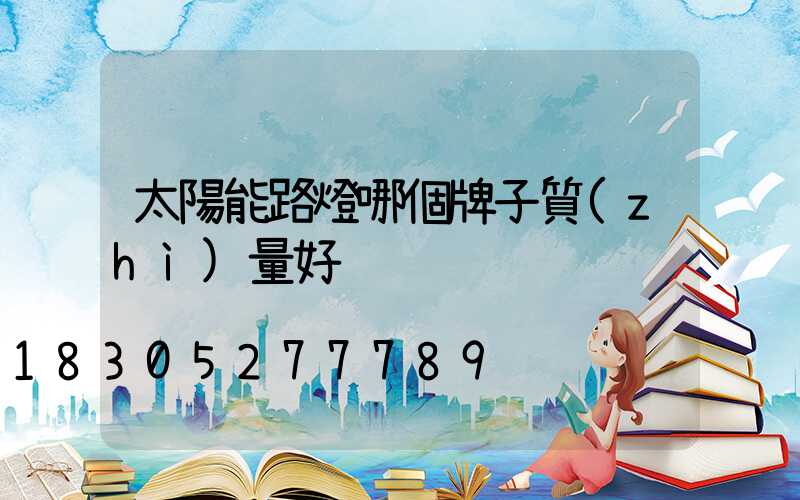 太陽能路燈哪個牌子質(zhì)量好