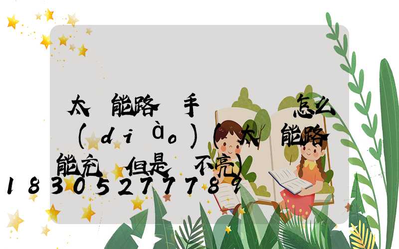 太陽能路燈手動開關燈怎么調(diào)(太陽能路燈能充電但是燈不亮)