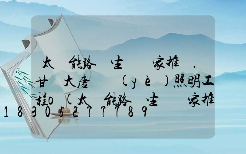 太陽能路燈生產廠家推薦.甘肅大唐華業(yè)照明工程o(太陽能路燈生產廠家推薦.甘肅大唐華業(yè)照明工程)