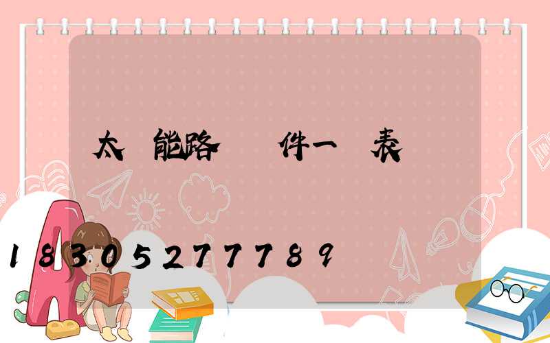太陽能路燈組件一覽表