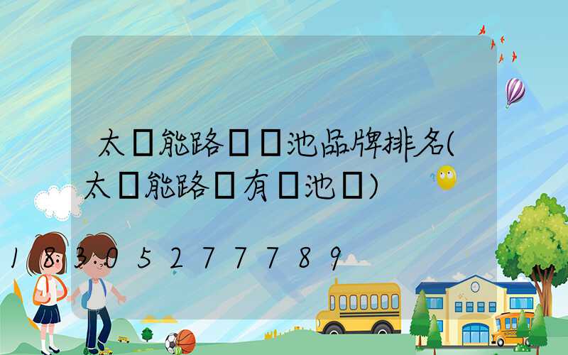 太陽能路燈電池品牌排名(太陽能路燈有電池嗎)