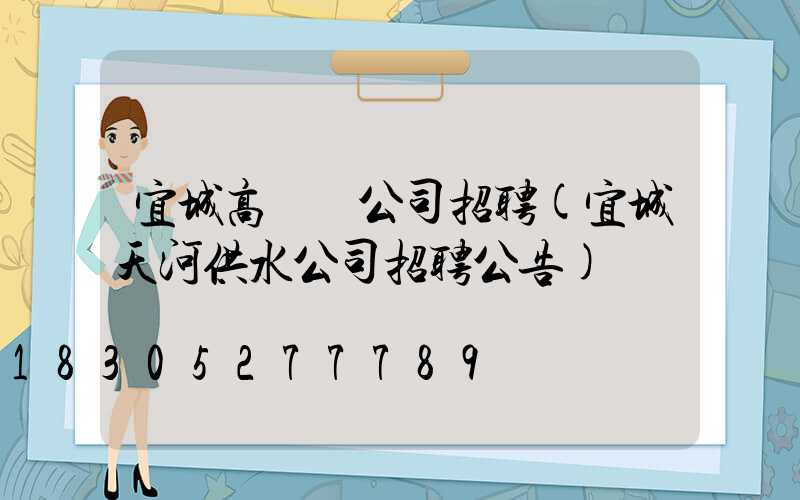 宜城高桿燈公司招聘(宜城天河供水公司招聘公告)