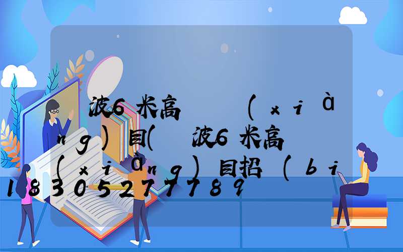 寧波6米高桿燈項(xiàng)目(寧波6米高桿燈項(xiàng)目招標(biāo))