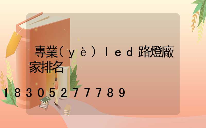 專業(yè)led路燈廠家排名