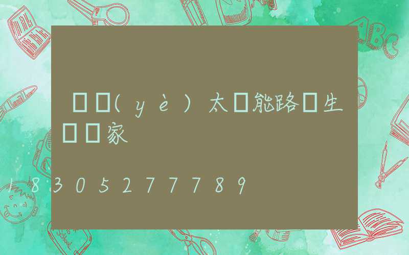專業(yè)太陽能路燈生產廠家