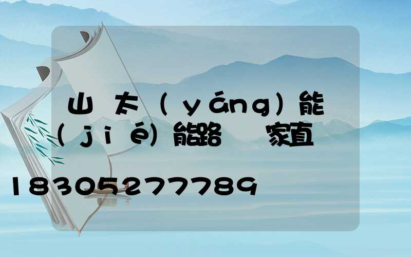 山東太陽(yáng)能節(jié)能路燈廠家直銷