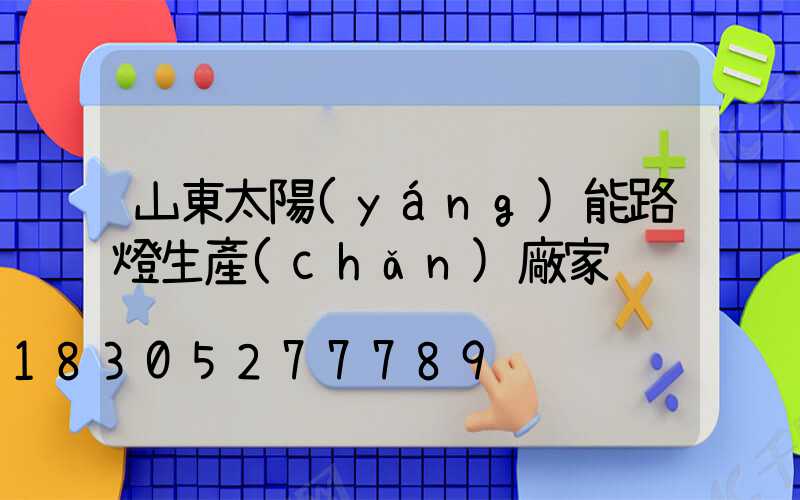 山東太陽(yáng)能路燈生產(chǎn)廠家