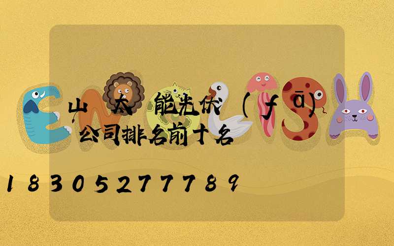 山東太陽能光伏發(fā)電公司排名前十名