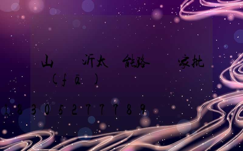 山東臨沂太陽能路燈廠家批發(fā)
