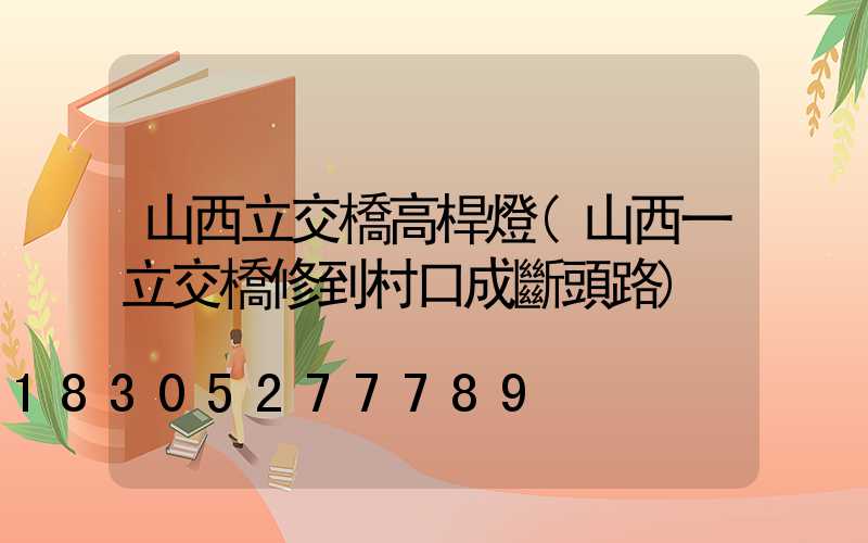 山西立交橋高桿燈(山西一立交橋修到村口成斷頭路)