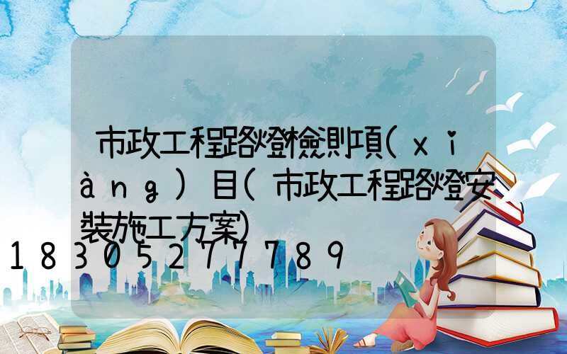 市政工程路燈檢測項(xiàng)目(市政工程路燈安裝施工方案)