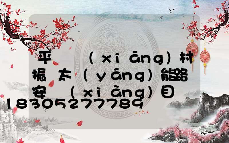 平輿縣鄉(xiāng)村振興太陽(yáng)能路燈安裝項(xiàng)目