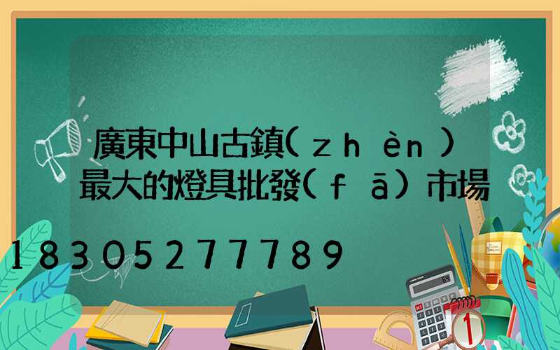 廣東中山古鎮(zhèn)最大的燈具批發(fā)市場