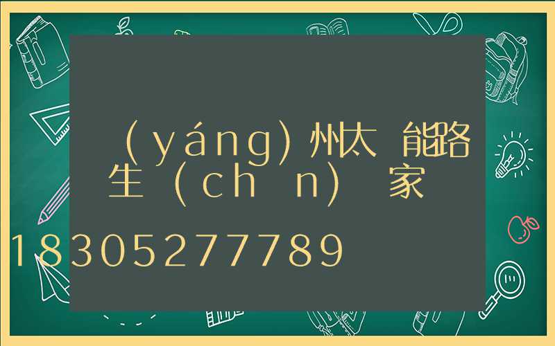 揚(yáng)州太陽能路燈生產(chǎn)廠家