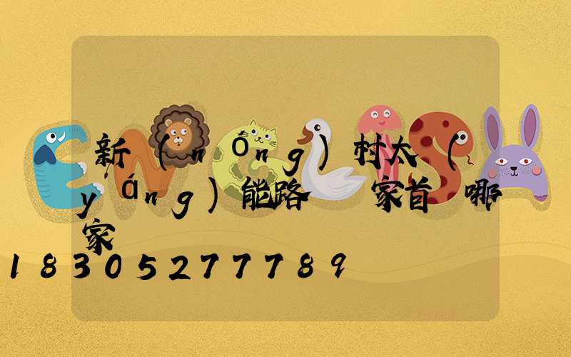 新農(nóng)村太陽(yáng)能路燈廠家首選哪家