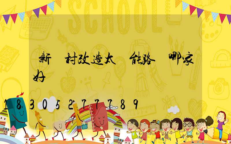 新農村改造太陽能路燈哪家好