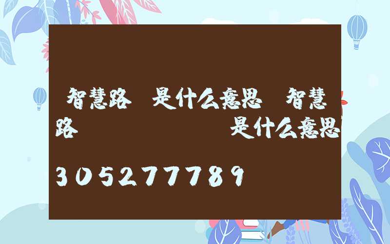 智慧路燈是什么意思(智慧路網(wǎng)是什么意思)