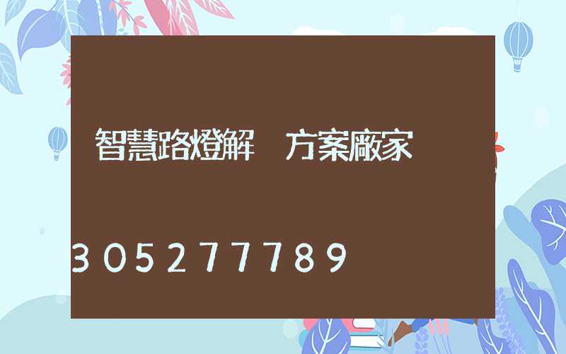 智慧路燈解決方案廠家