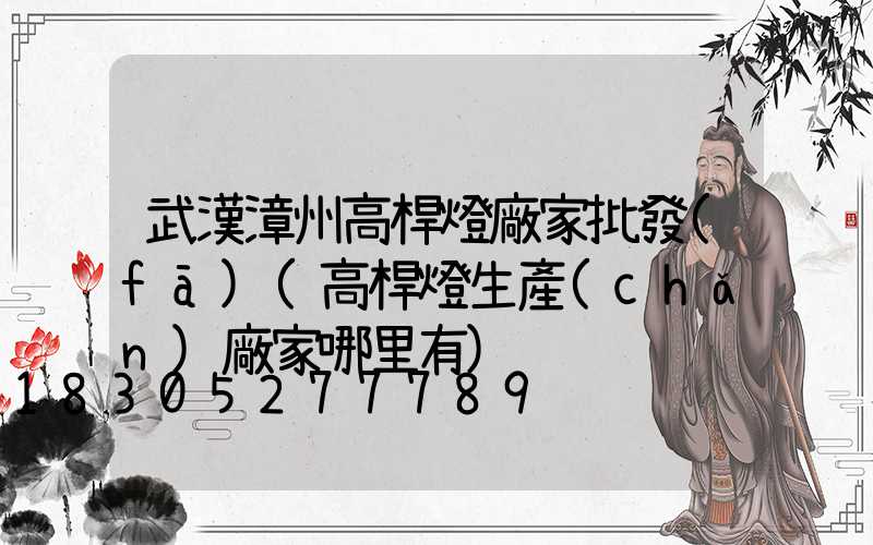武漢漳州高桿燈廠家批發(fā)(高桿燈生產(chǎn)廠家哪里有)