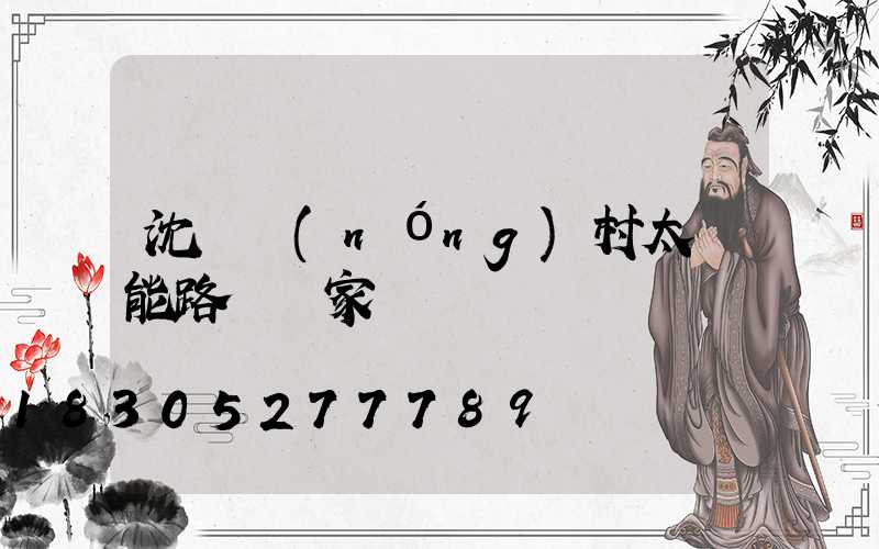 沈陽農(nóng)村太陽能路燈廠家