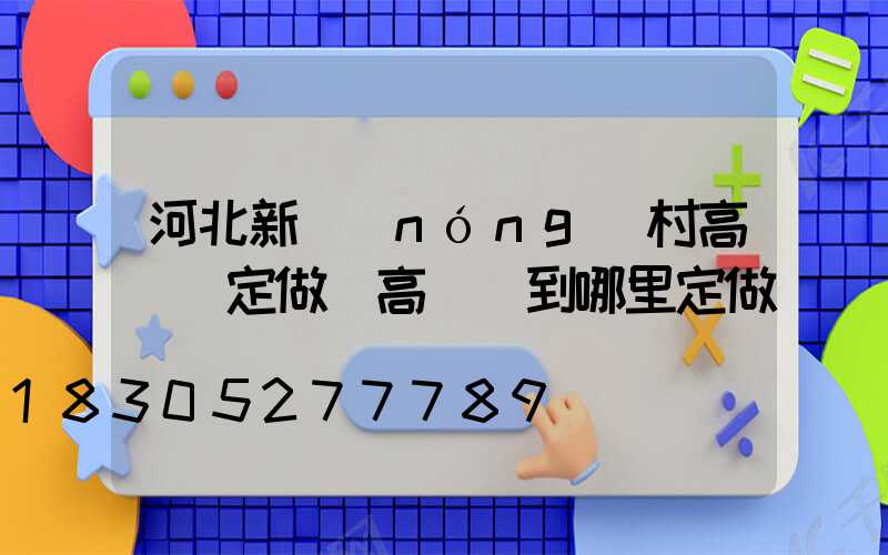 河北新農(nóng)村高桿燈定做(高桿燈到哪里定做)