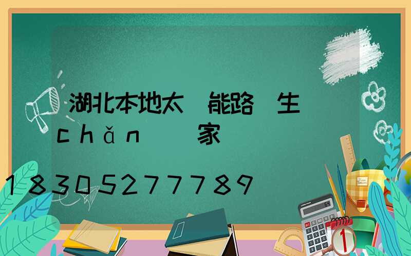 湖北本地太陽能路燈生產(chǎn)廠家