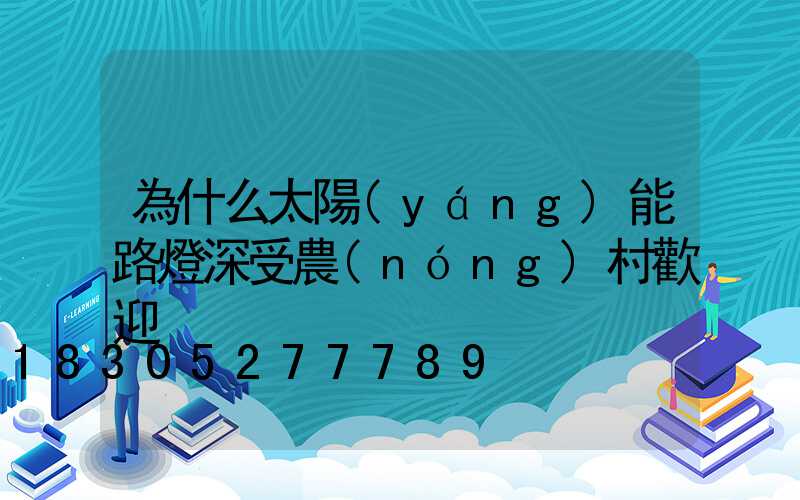 為什么太陽(yáng)能路燈深受農(nóng)村歡迎