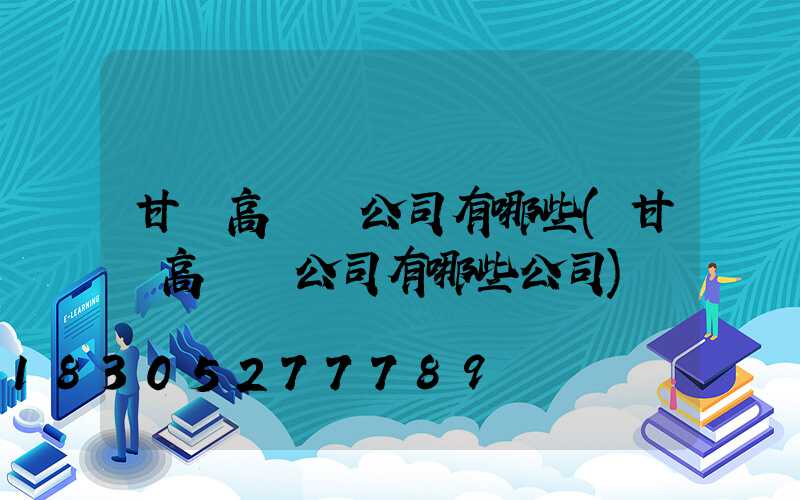 甘肅高桿燈公司有哪些(甘肅高桿燈公司有哪些公司)